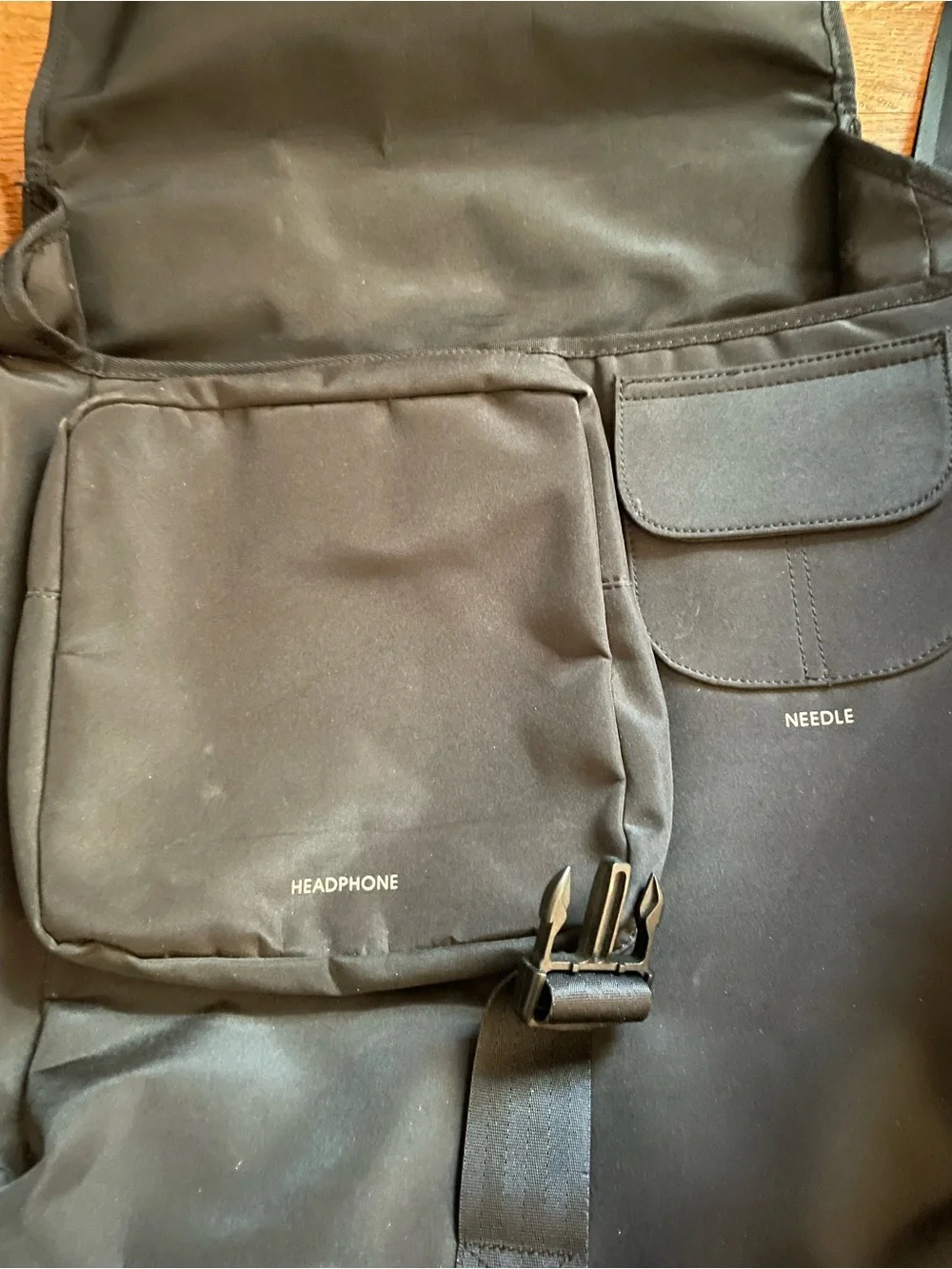 Kangol Wool DJ Bag Black Messenger Bag with Gray Flap Flaw